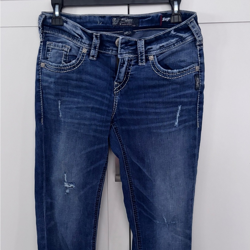 Silver Jeans Dark Blue Skinny cropped Jeans